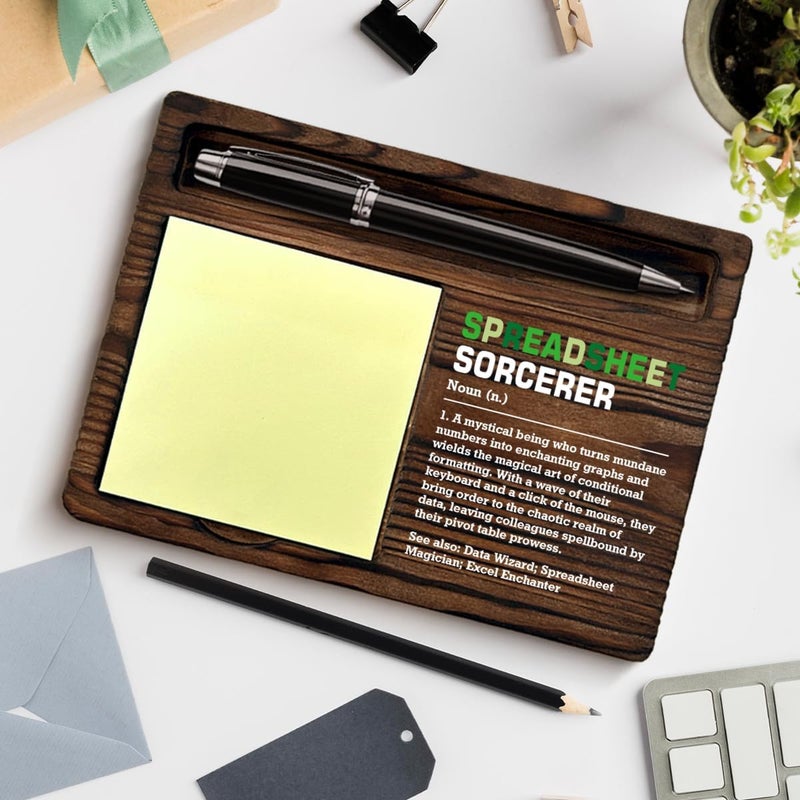 QODMGD Funny Office Gifts for Accountant Data Analysts Spreadsheet Sorcerer Sticky Note Holder for Office Cubicle Desk Decor - Image 4
